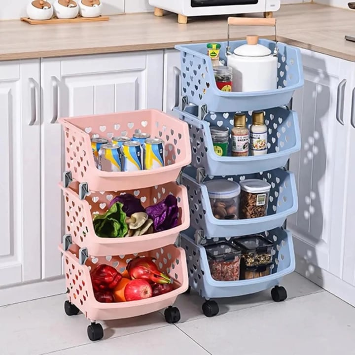 4 Layer Fruit Vegetable Organizer Storage Basket Multifunctional High Capacity Stackable Hollow-out for Kitchen 1