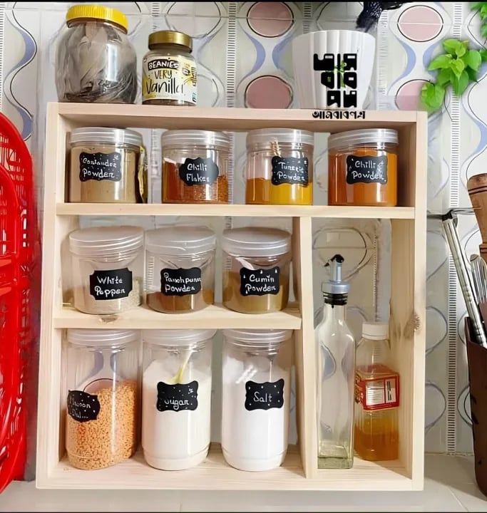 Wooden Kitchen Storage Rack Model Height 24 inch Width 16 inch Depth 5 inch Model WRK006 1